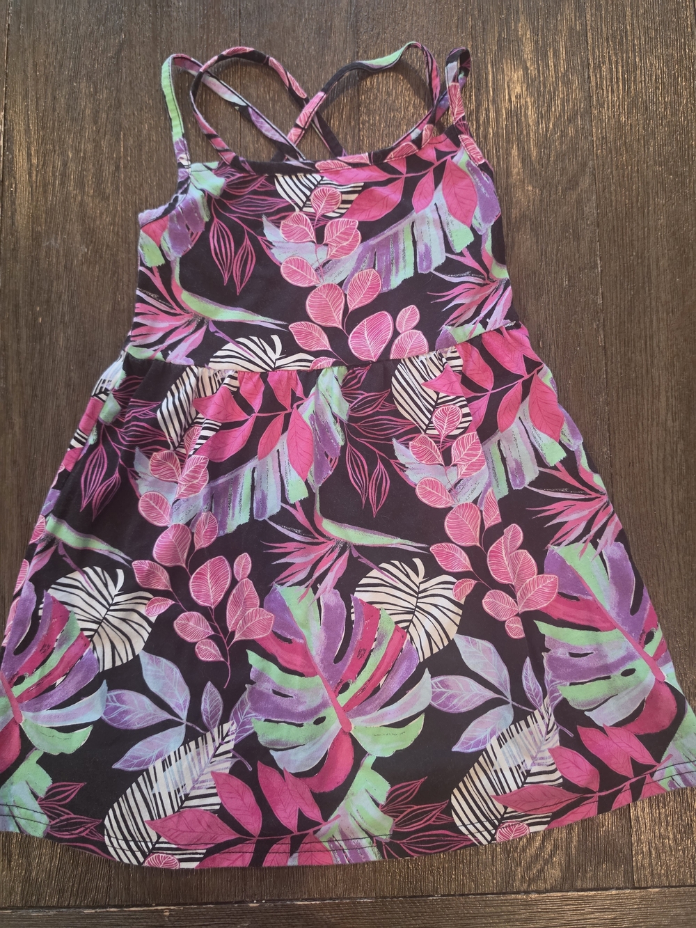 Children's Place Girls Tropical Floral Pink & Purple Sundress